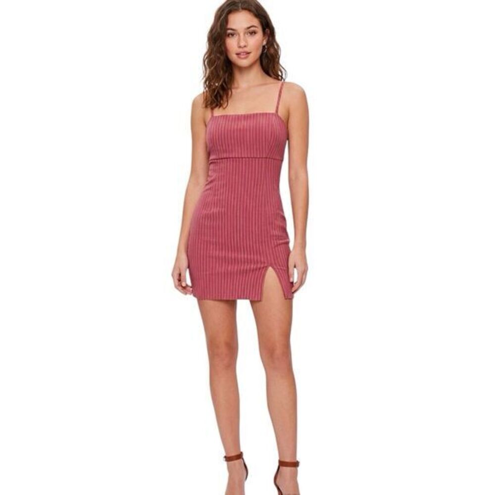 Forever 21 Womens Dress XS Pinstripe Bodycon Mini Cocktail Y2k Baddie Dead stock